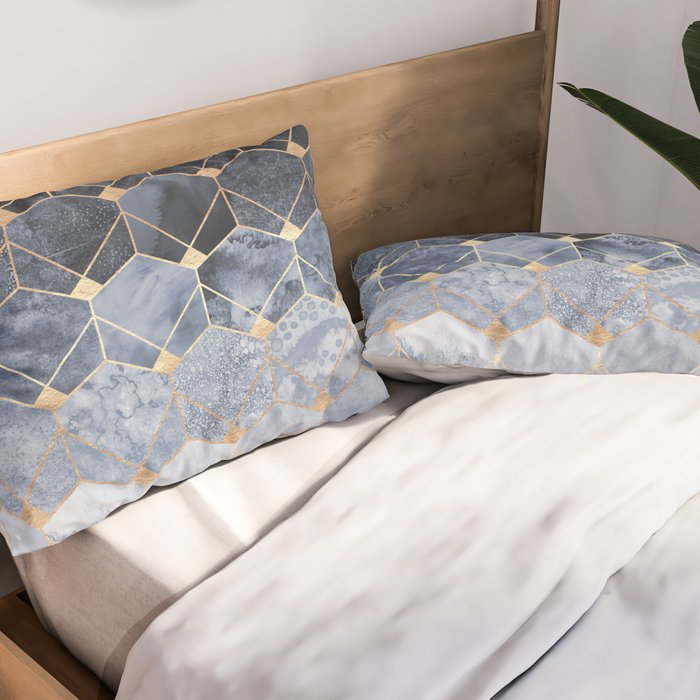 Blue Hexagons And Diamonds Pillow Sham Gallery Image 2