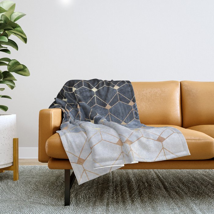 Blue Hexagons And Diamonds Throw Blanket Gallery Image 1