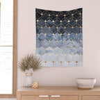 Blue Hexagons And Diamonds Wall Tapestry Gallery Image 2