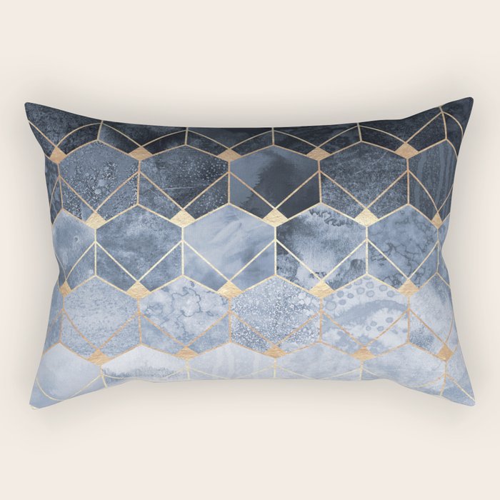 Blue Hexagons And Diamonds Rectangular Pillow Gallery Image 2