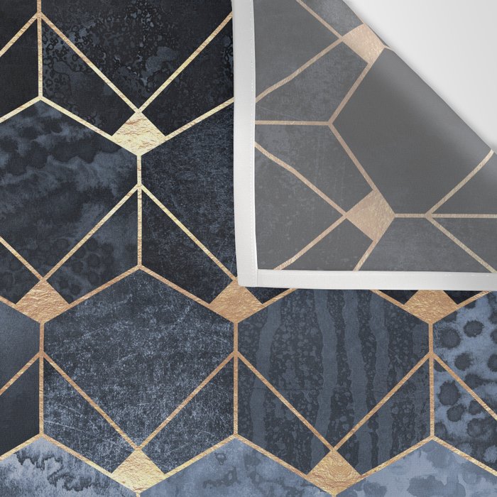 Blue Hexagons And Diamonds Wall Tapestry Gallery Image 3