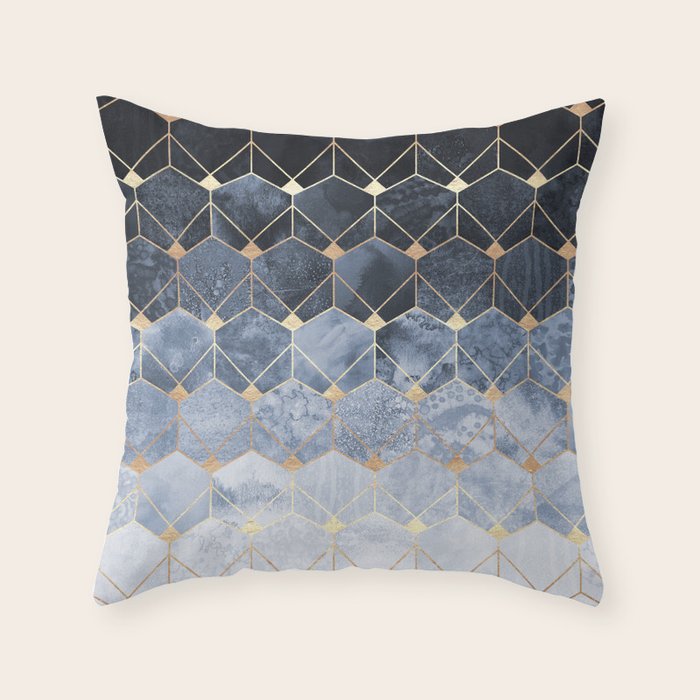 Blue Hexagons And Diamonds Throw Pillow Gallery Image 6