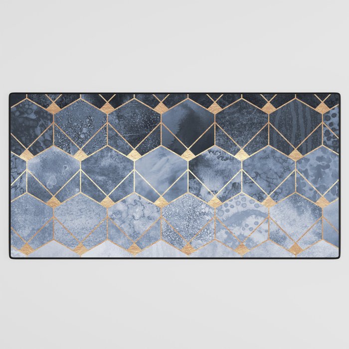 Blue Hexagons And Diamonds Desk Mat Gallery Image 3