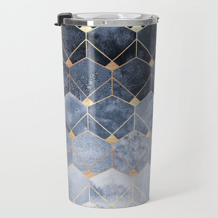 Blue Hexagons And Diamonds Travel Mug Gallery Image 3