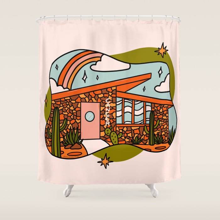 Cancer Mid Century House Shower Curtain Gallery Image 1