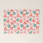Playful Scattered Coquette Bows Festive Green Red and Pink Welcome Mat Gallery Image 1
