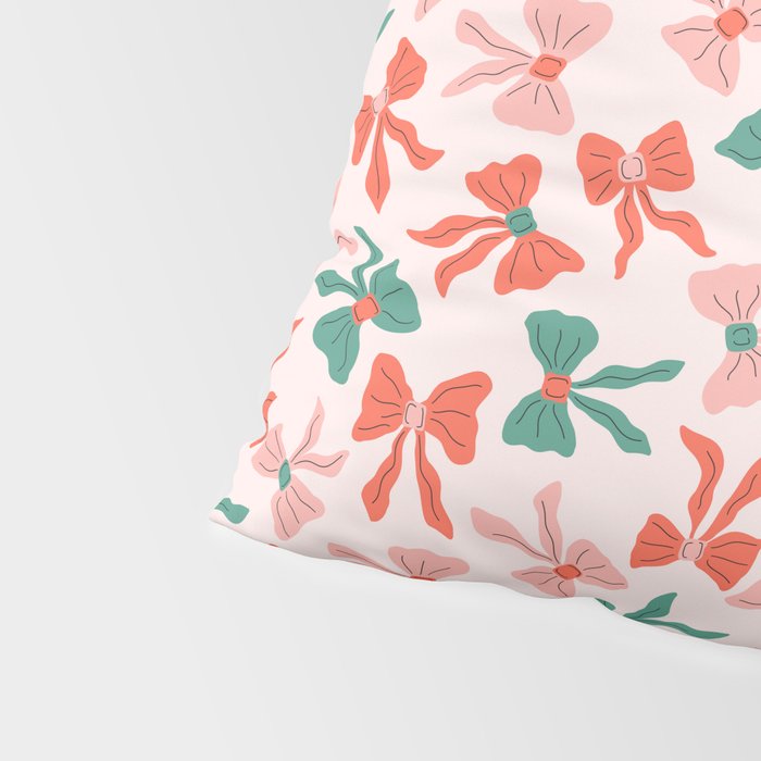 Playful Scattered Coquette Bows Festive Green Red and Pink Pillow Sham Gallery Image 4