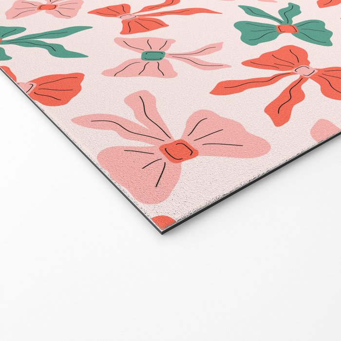 Playful Scattered Coquette Bows Festive Green Red and Pink Welcome Mat Gallery Image 2