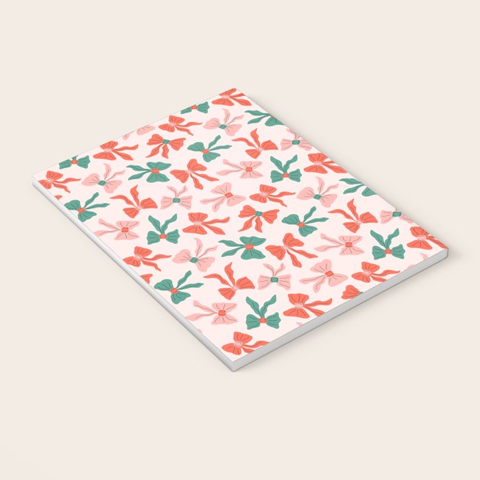 Playful Scattered Coquette Bows Festive Green Red and Pink Notebook Gallery Image 3