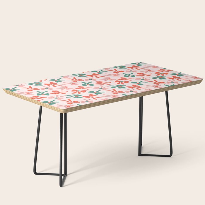 Playful Scattered Coquette Bows Festive Green Red and Pink Coffee Table Gallery Image 1