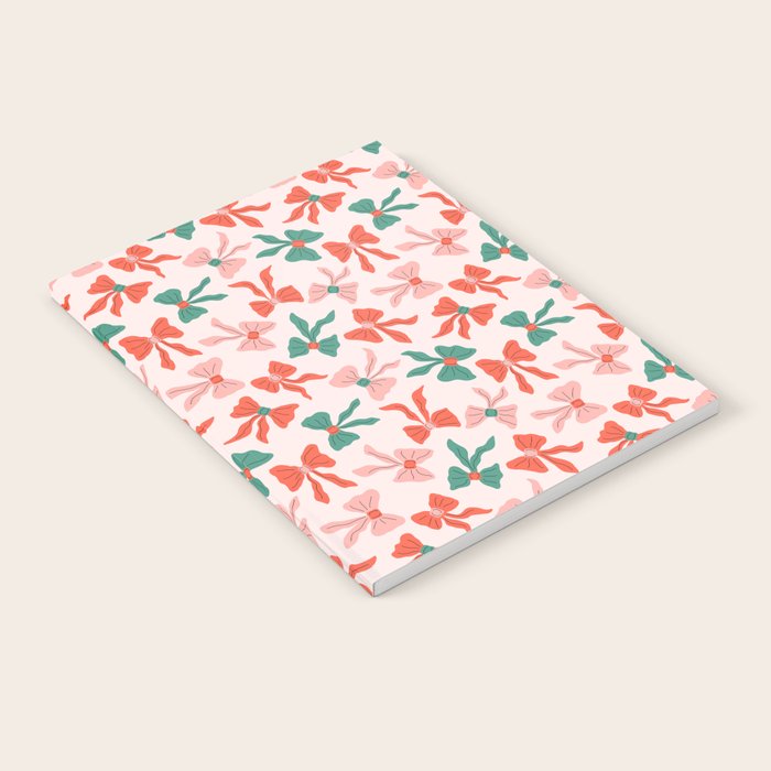 Playful Scattered Coquette Bows Festive Green Red and Pink Notebook Gallery Image 2