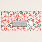 Playful Scattered Coquette Bows Festive Green Red and Pink Desk Mat Gallery Image 1