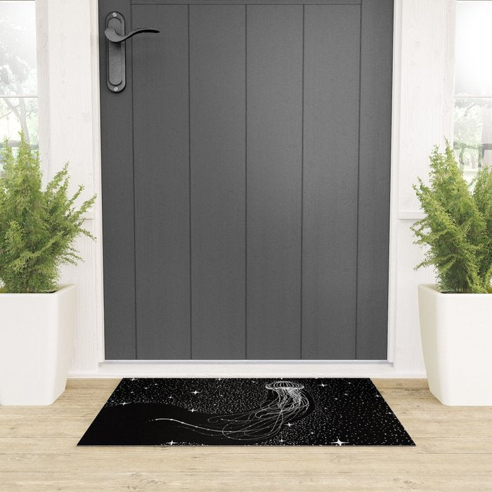 starry jellyfish (Black Version) Welcome Mat Gallery Image 3