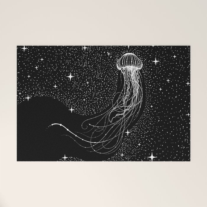 starry jellyfish (Black Version) Welcome Mat Gallery Image 1