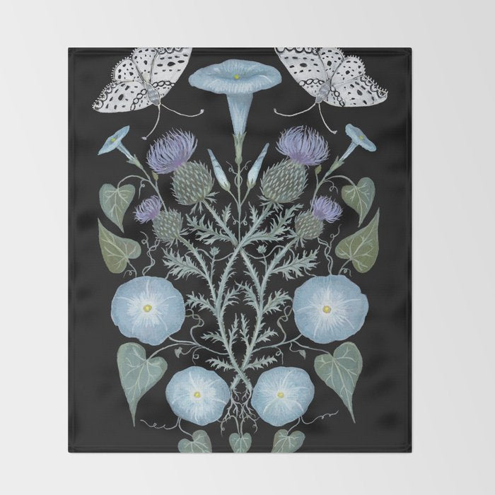 Morning Glory and Thistle Throw Blanket Gallery Image 2