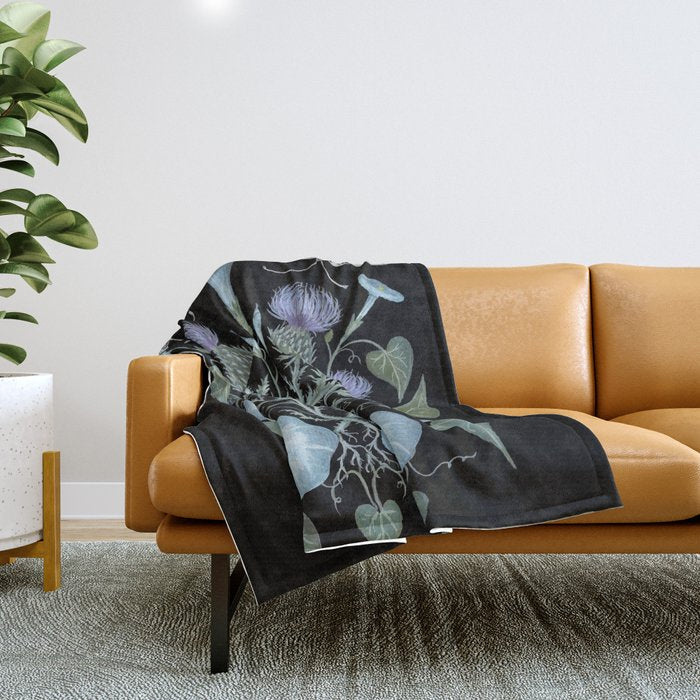 Morning Glory and Thistle Throw Blanket Gallery Image 1