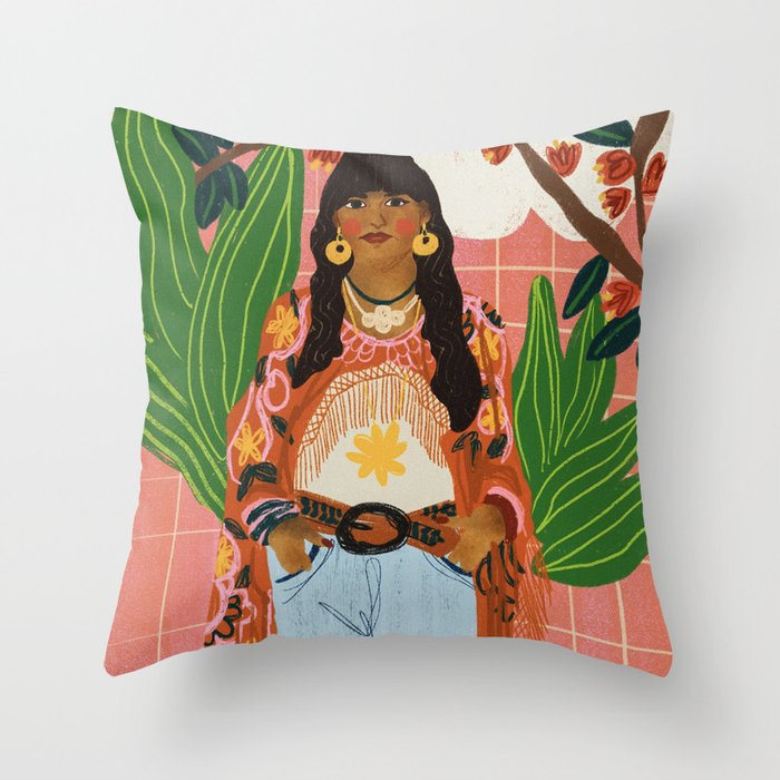 Hippie Girl Throw Pillow Gallery Image 6