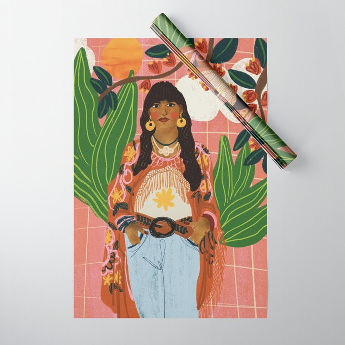 Hippie Girl Wrapping Paper Gallery Image 1