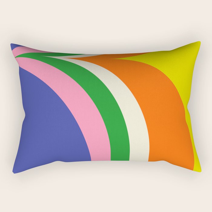 Fun Bold Colorful Retro Curves Abstract Rectangular Pillow Gallery Image 2