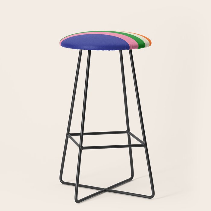 Fun Bold Colorful Retro Curves Abstract Stool Gallery Image 1