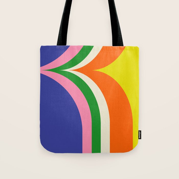 Fun Bold Colorful Retro Curves Abstract Tote Bag Gallery Image 1