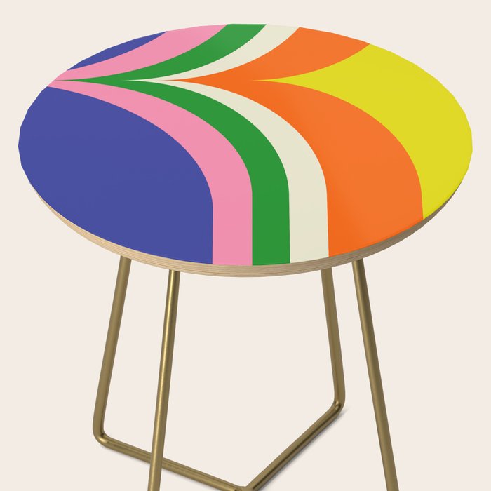 Fun Bold Colorful Retro Curves Abstract Side Table Gallery Image 2