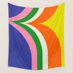Fun Bold Colorful Retro Curves Abstract Wall Tapestry Gallery Image 4