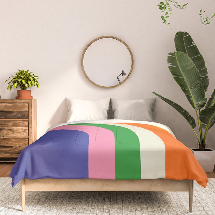 Fun Bold Colorful Retro Curves Abstract Comforter Gallery Image 3