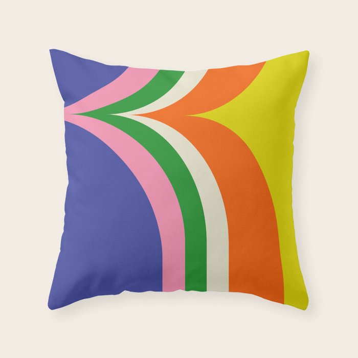 Fun Bold Colorful Retro Curves Abstract Throw Pillow Gallery Image 6