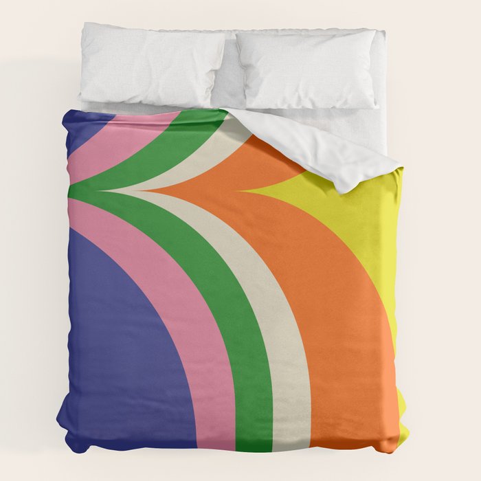 Fun Bold Colorful Retro Curves Abstract Duvet Cover Gallery Image 2