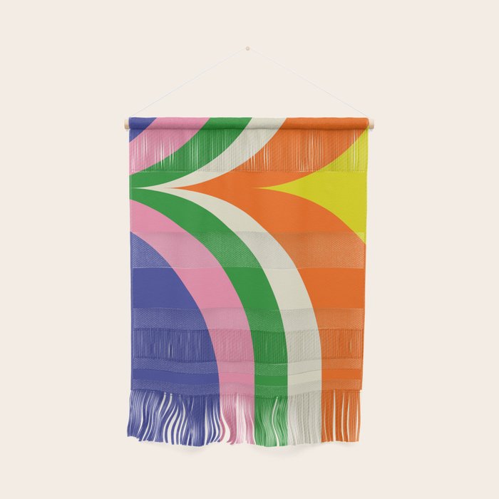 Fun Bold Colorful Retro Curves Abstract Wall Hanging Gallery Image 1