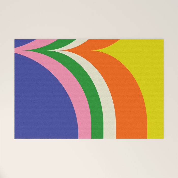 Fun Bold Colorful Retro Curves Abstract Welcome Mat Gallery Image 1