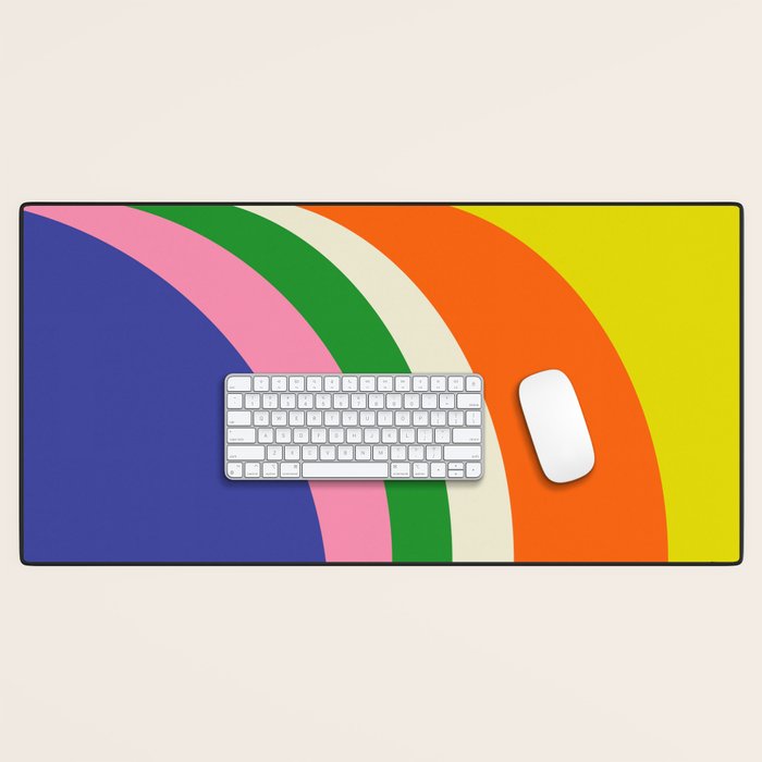 Fun Bold Colorful Retro Curves Abstract Desk Mat Gallery Image 1