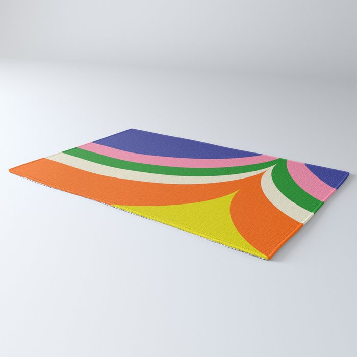 Fun Bold Colorful Retro Curves Abstract Rug Gallery Image 3