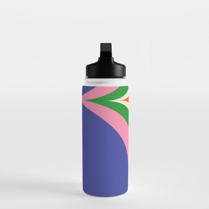 Fun Bold Colorful Retro Curves Abstract Water Bottle Gallery Image 3