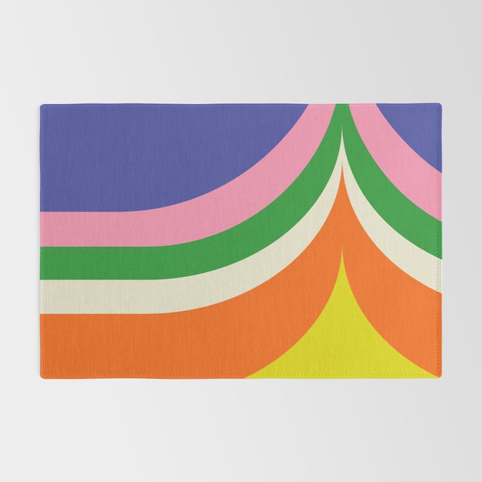 Fun Bold Colorful Retro Curves Abstract Rug Gallery Image 2
