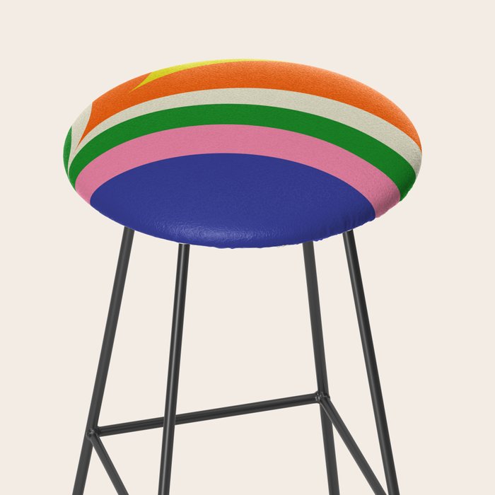 Fun Bold Colorful Retro Curves Abstract Stool Gallery Image 2