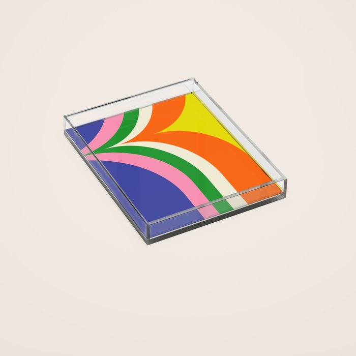 Fun Bold Colorful Retro Curves Abstract Acrylic Tray Gallery Image 2