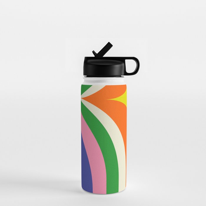 Fun Bold Colorful Retro Curves Abstract Water Bottle Gallery Image 1