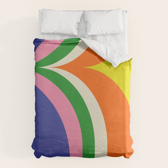 Fun Bold Colorful Retro Curves Abstract Duvet Cover Gallery Image 6