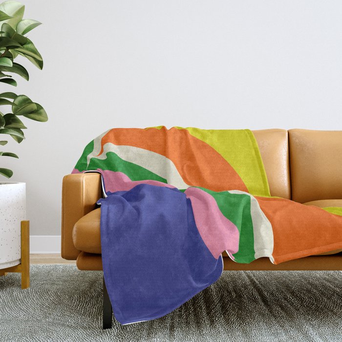 Fun Bold Colorful Retro Curves Abstract Throw Blanket Gallery Image 2