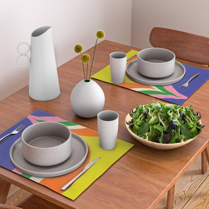 Fun Bold Colorful Retro Curves Abstract Placemat Gallery Image 2
