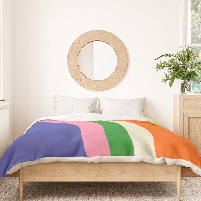 Fun Bold Colorful Retro Curves Abstract Duvet Cover Gallery Image 3