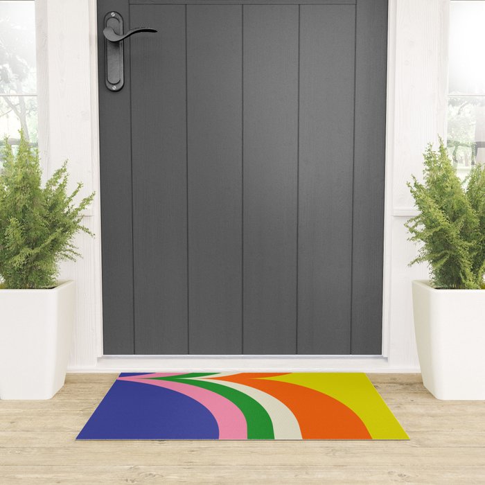 Fun Bold Colorful Retro Curves Abstract Welcome Mat Gallery Image 3
