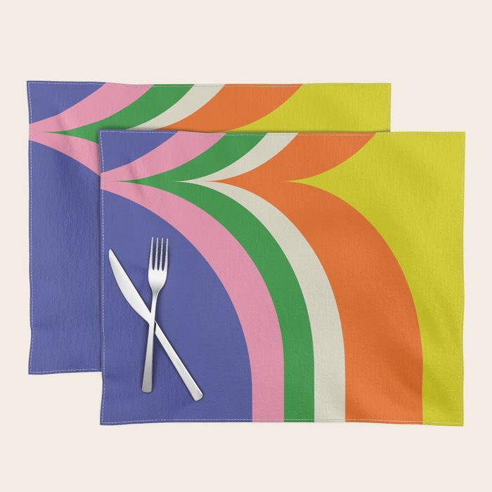 Fun Bold Colorful Retro Curves Abstract Placemat Gallery Image 1