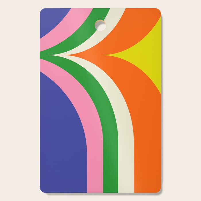 Fun Bold Colorful Retro Curves Abstract Cutting Board Gallery Image 1