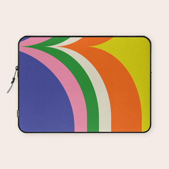 Fun Bold Colorful Retro Curves Abstract Laptop Sleeve Gallery Image 1