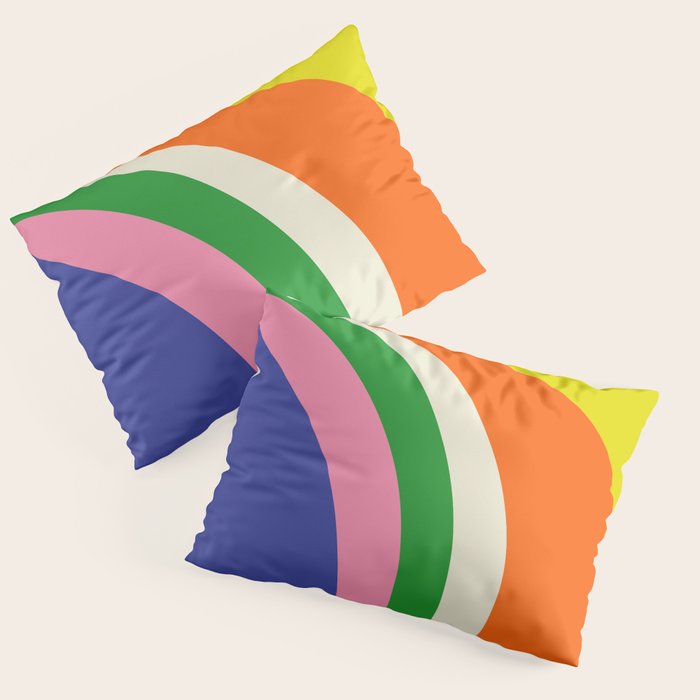 Fun Bold Colorful Retro Curves Abstract Pillow Sham Gallery Image 3