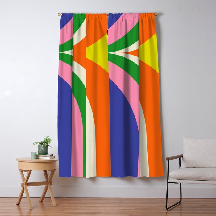 Fun Bold Colorful Retro Curves Abstract Window Curtain Gallery Image 5