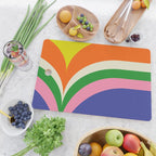 Fun Bold Colorful Retro Curves Abstract Cutting Board Gallery Image 2